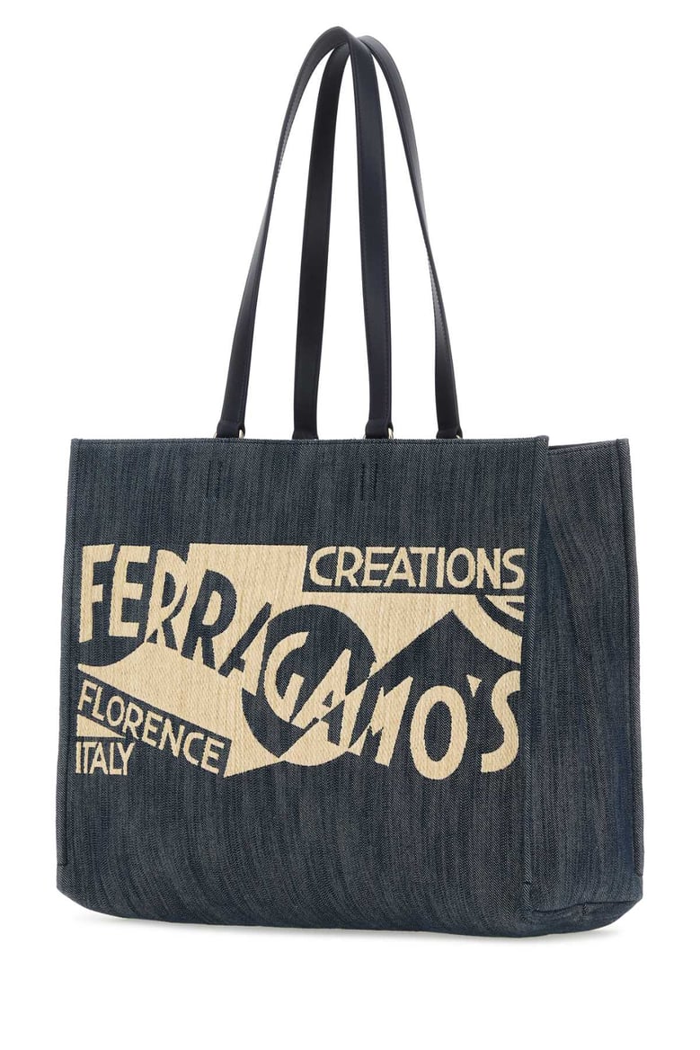 blue denim large tt sign shopping bag by Selfnex