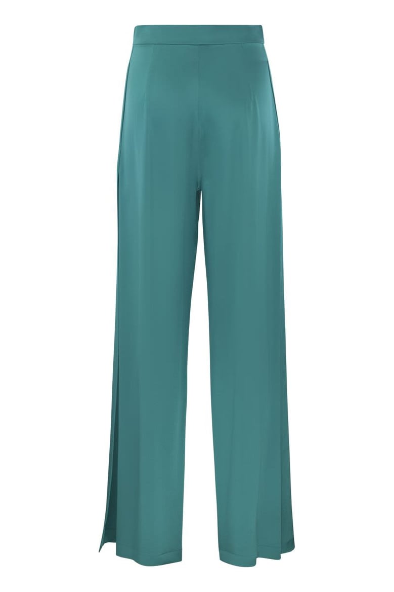 turquoise satin fiesta wide-leg pant by Selfnex