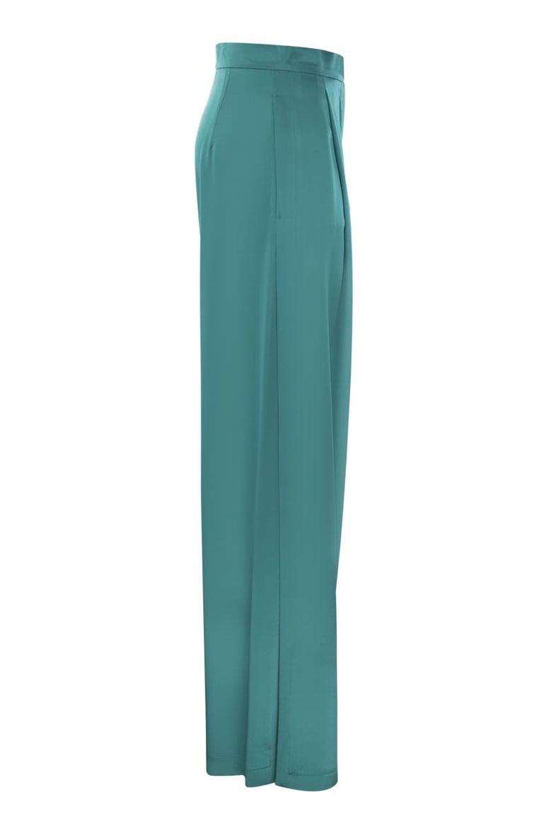 turquoise satin fiesta wide-leg pant by Selfnex