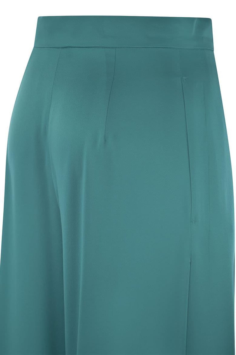turquoise satin fiesta wide-leg pant by Selfnex