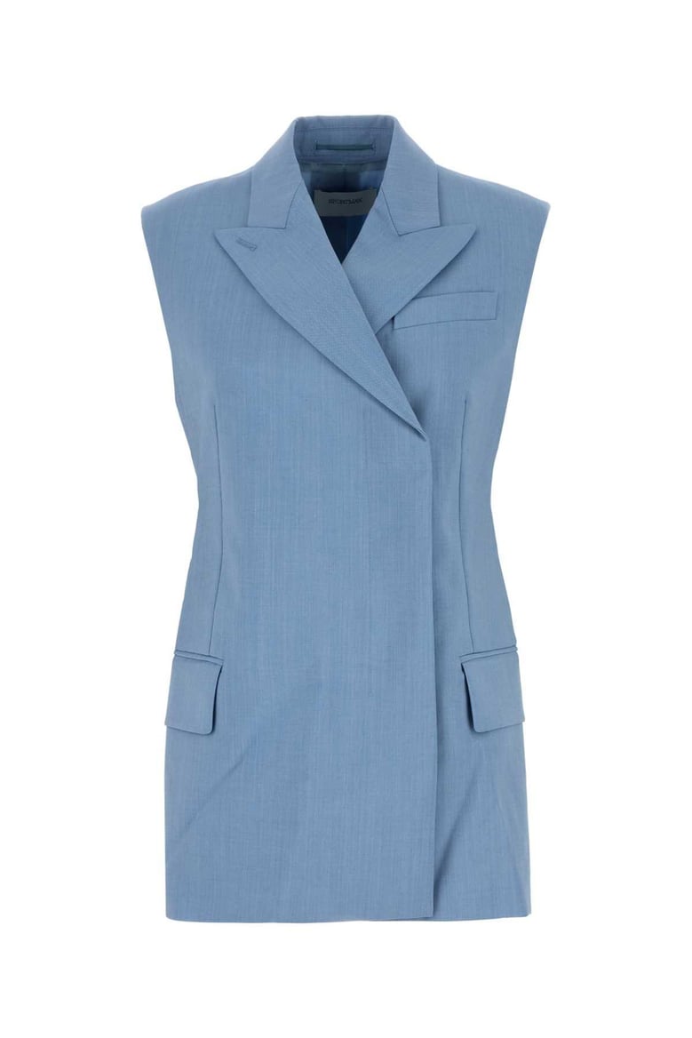 light blue wool blend ilex vest by Selfnex