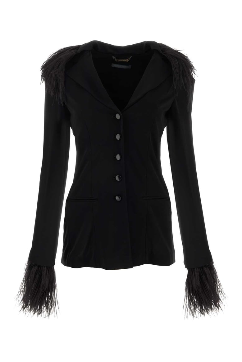 black crepe blazer by Selfnex