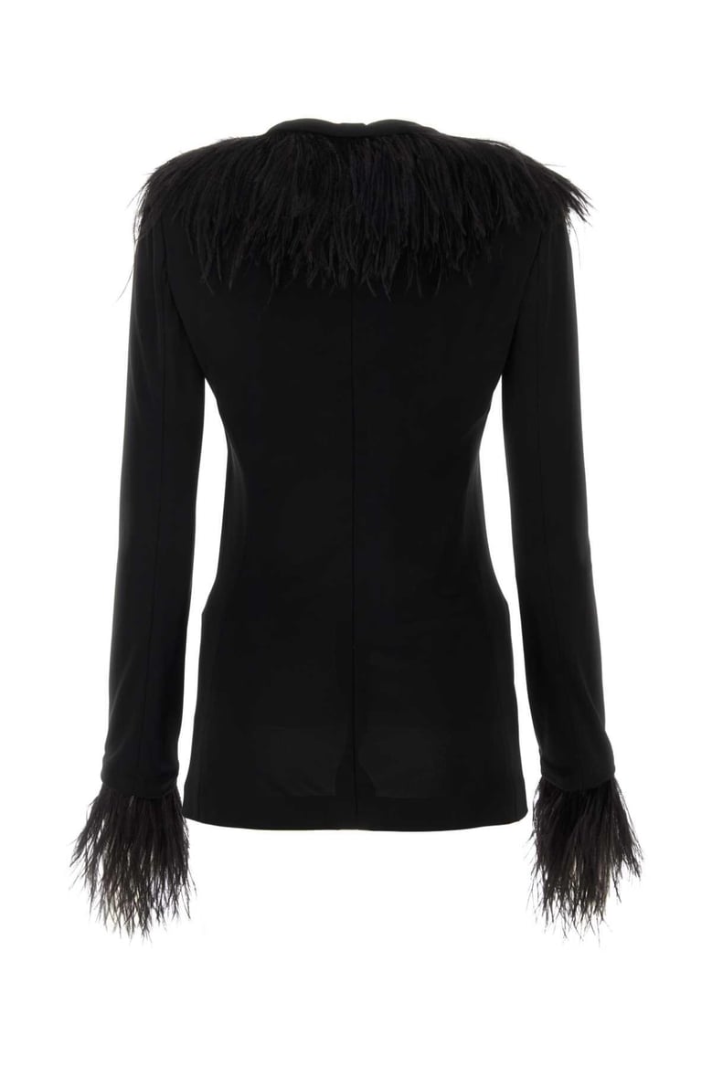 black crepe blazer by Selfnex