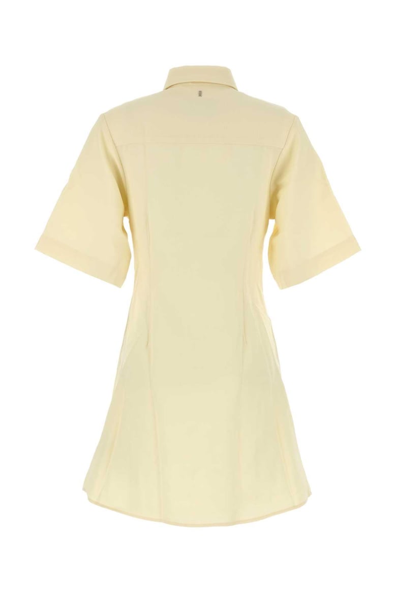 pastel yellow wool shirt dress by Selfnex