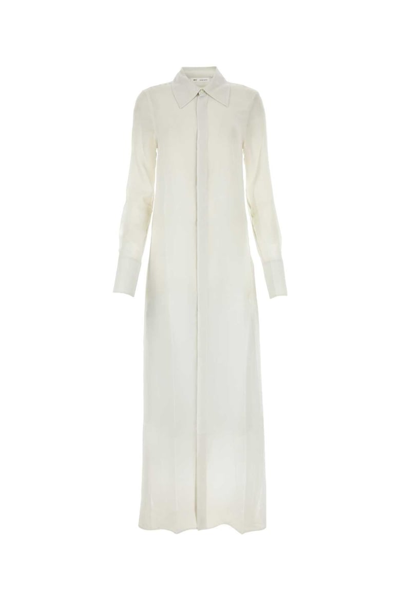 chalk crepe shirt dress by Selfnex