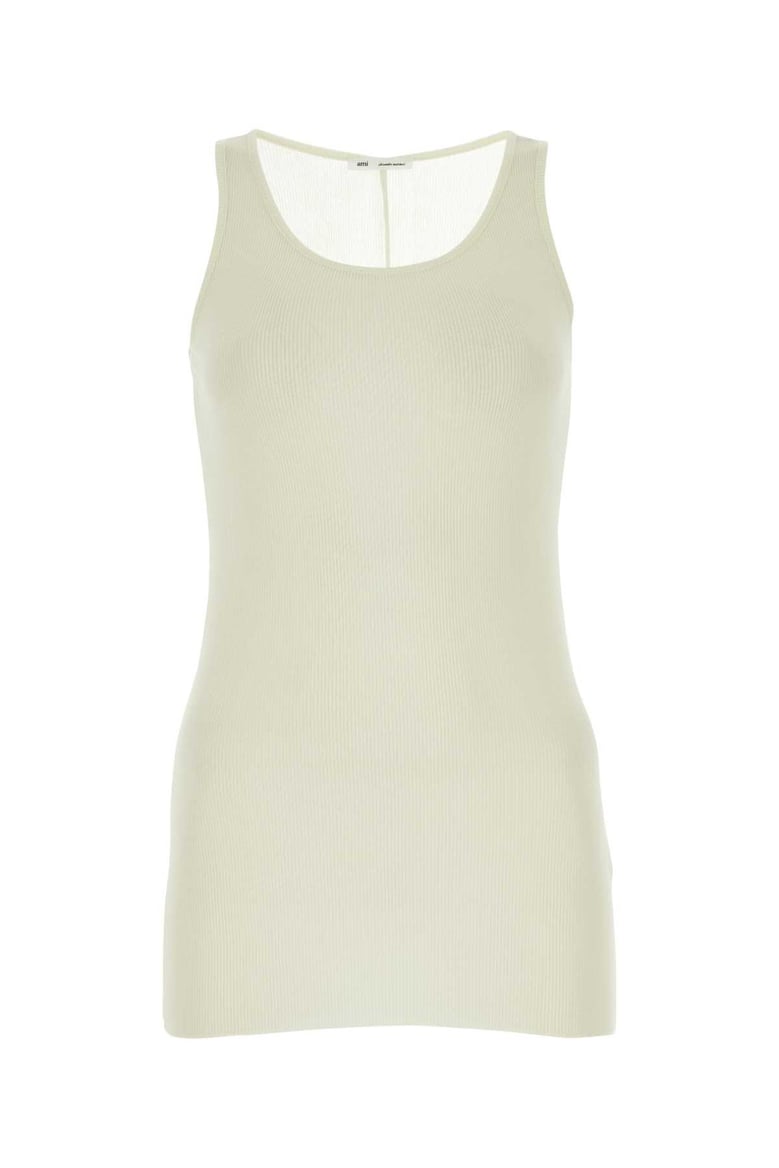ivory viscose blend tank top by Selfnex