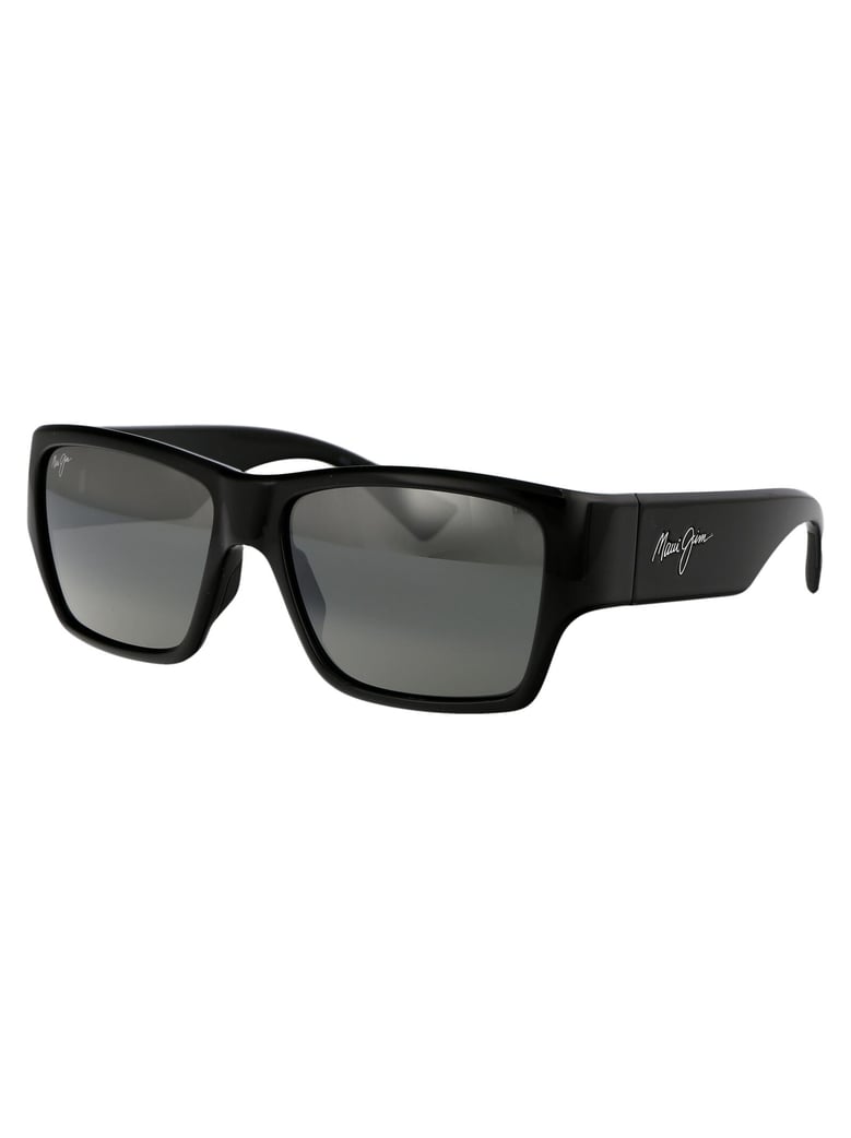 grey kaolu shiny black acetate sunglasses by Selfnex