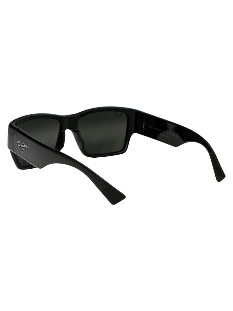 grey kaolu shiny black acetate sunglasses by Selfnex