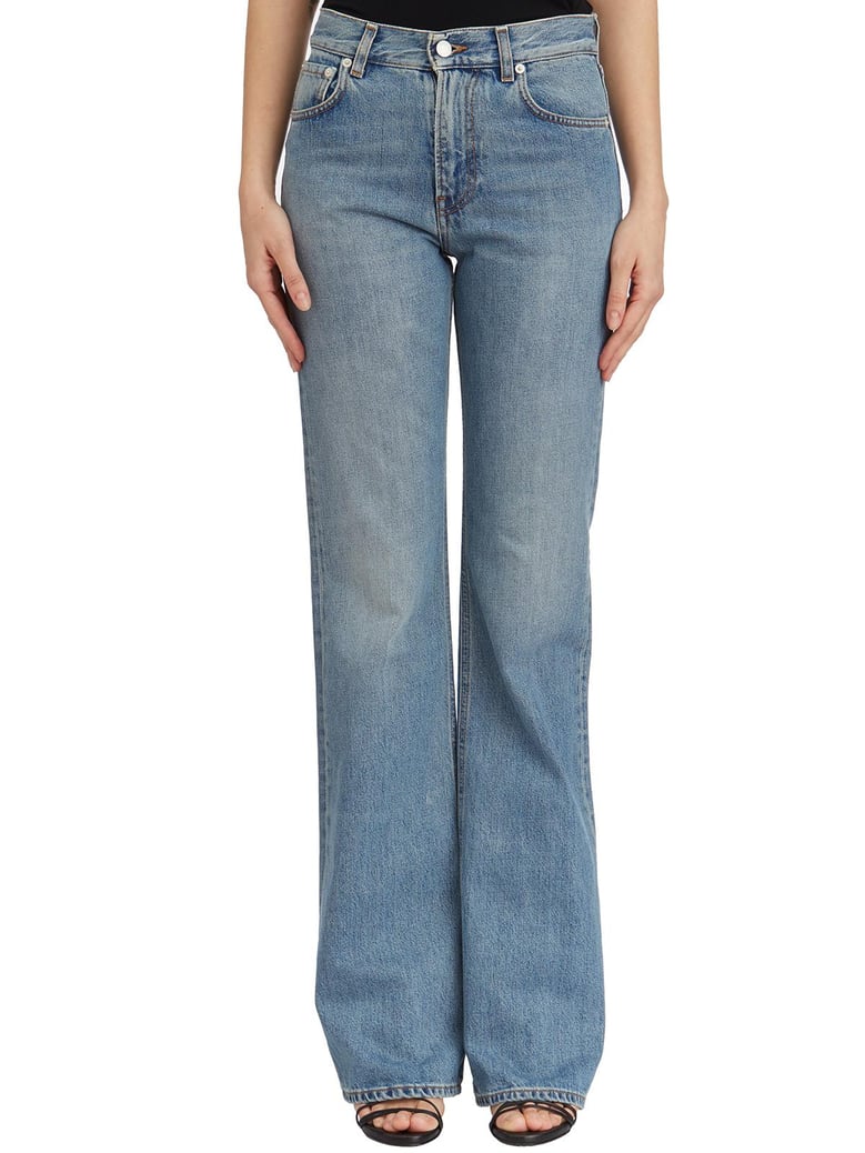 mediterranean blue flora denim pants by Selfnex