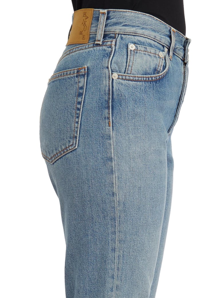 mediterranean blue flora denim pants by Selfnex