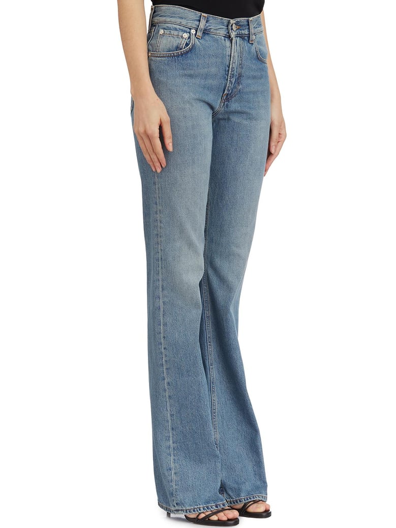 mediterranean blue flora denim pants by Selfnex
