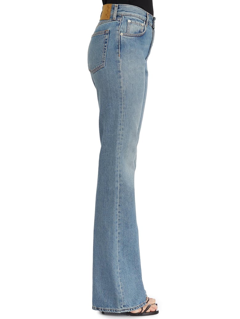 mediterranean blue flora denim pants by Selfnex