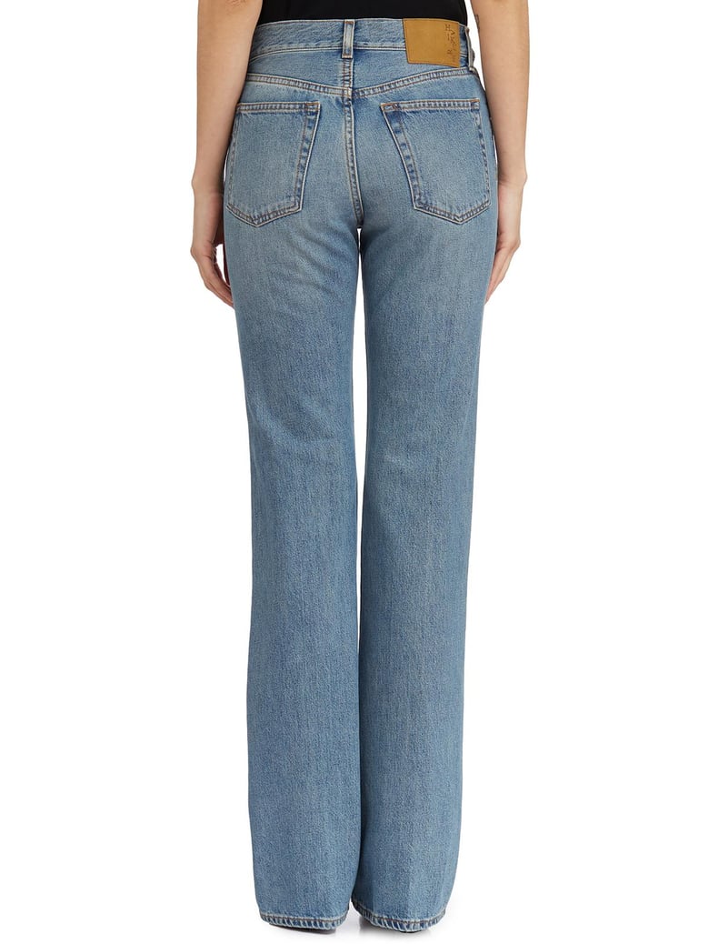 mediterranean blue flora denim pants by Selfnex