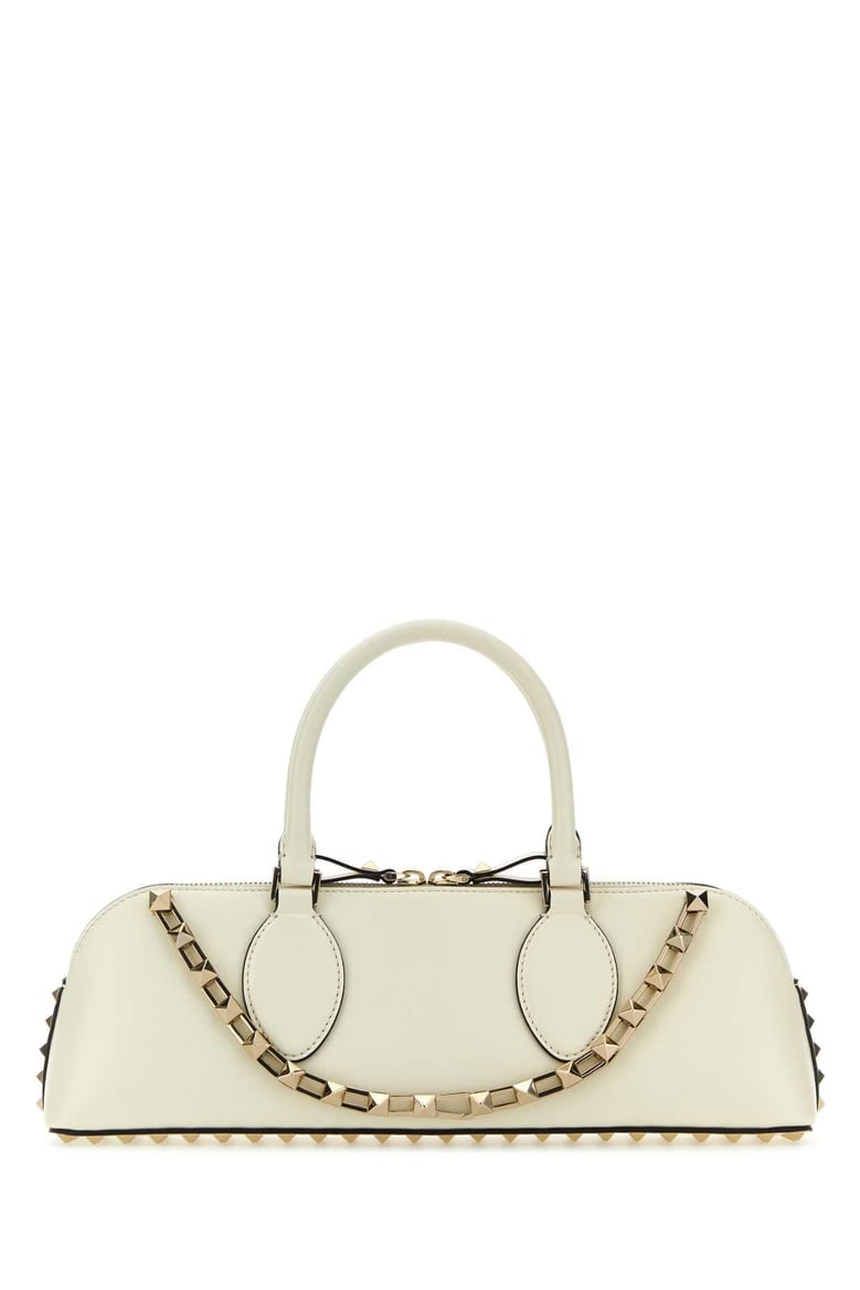 ivory leather rockstud east-west handbag by Selfnex