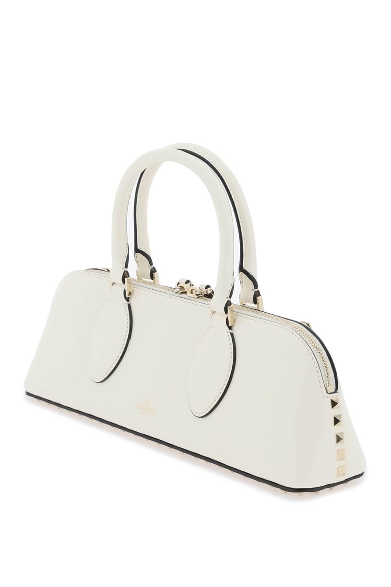 ivory leather rockstud east-west handbag by Selfnex