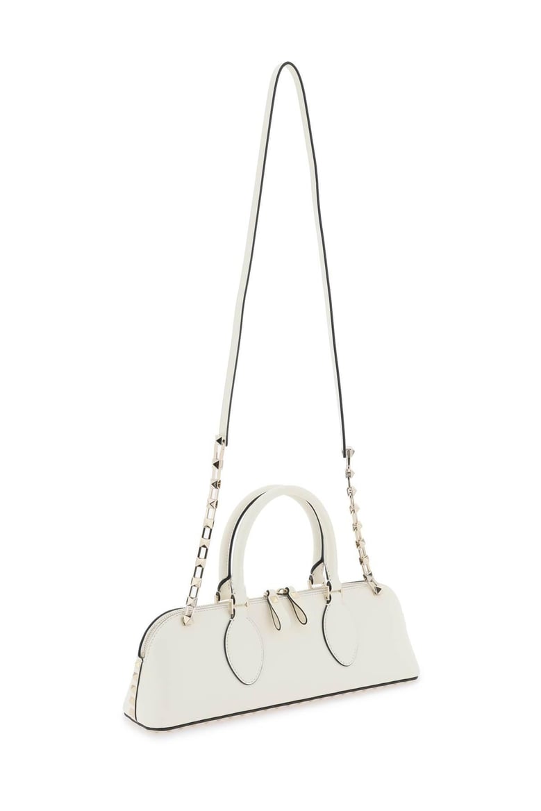 ivory leather rockstud east-west handbag by Selfnex