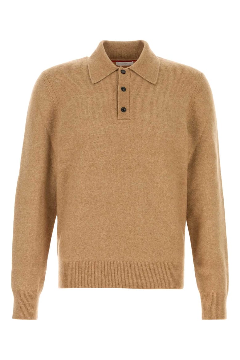 stretch camel blend polo shirt by Selfnex