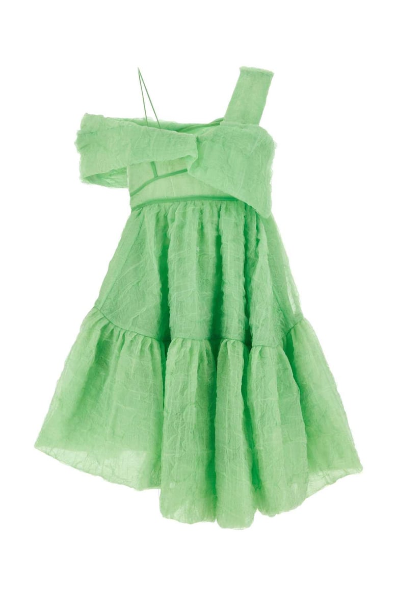 green silk blend soon mini dress by Selfnex