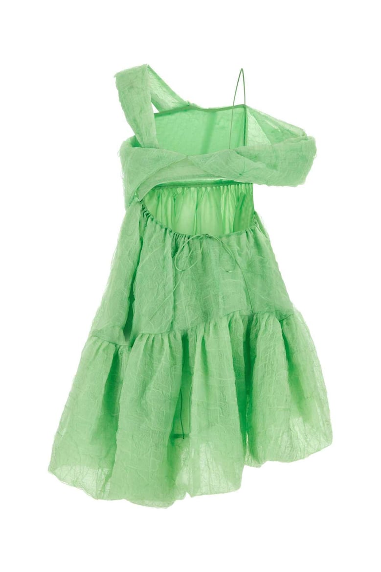 green silk blend soon mini dress by Selfnex