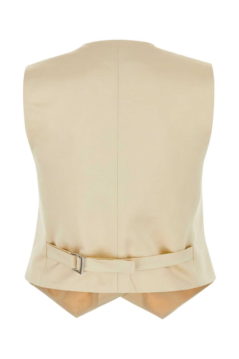 cream cotton blend vest by Selfnex