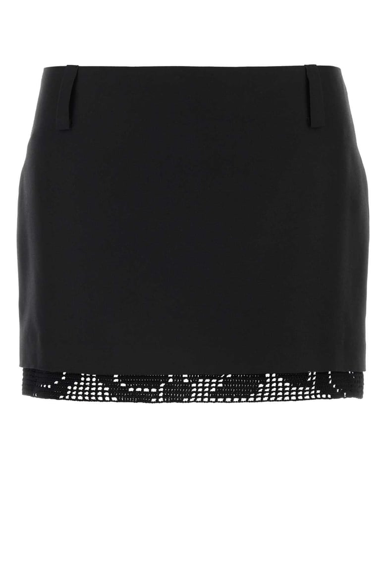 black silk mini skirt by Selfnex