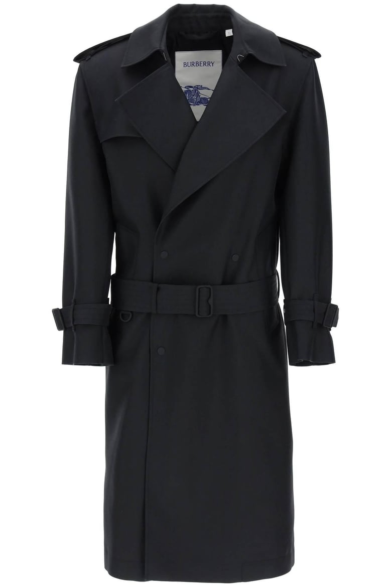 black silk blend trench coat by Selfnex