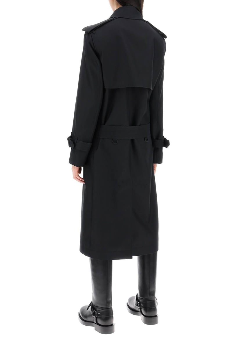 black silk blend trench coat by Selfnex