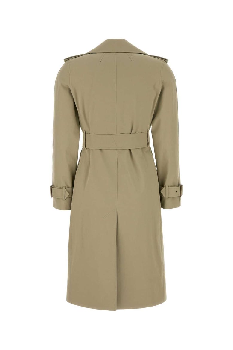 sage green gabardine trench coat by Selfnex