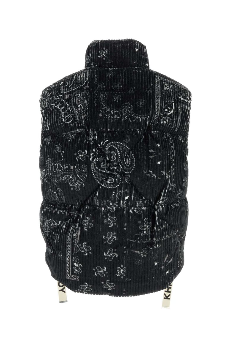 printed corduroy oversize sleeveless down jacket by Selfnex