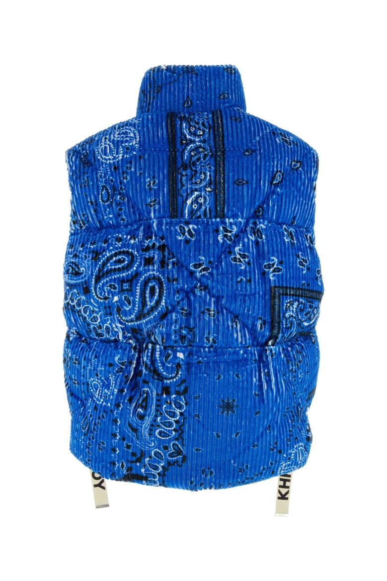 printed corduroy oversize sleeveless down jacket by Selfnex