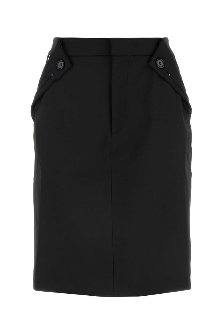 black stretch polyester blend skirt by Selfnex