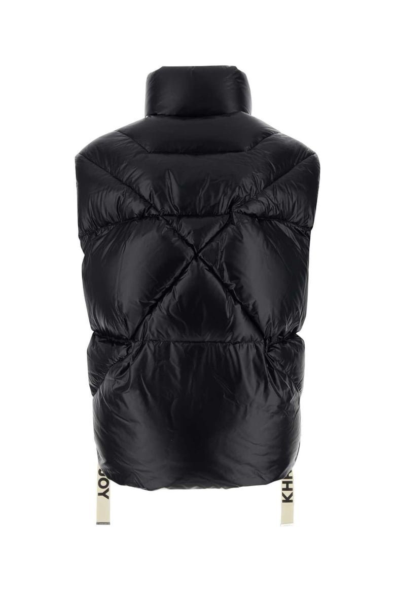black nylon sleeveless puff shiny down jacket by Selfnex