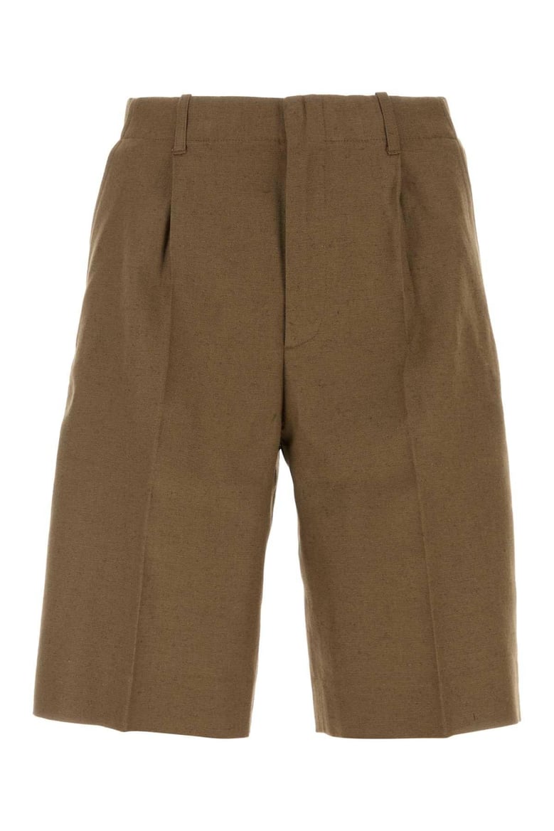 brown cotton blend bermuda shorts by Selfnex