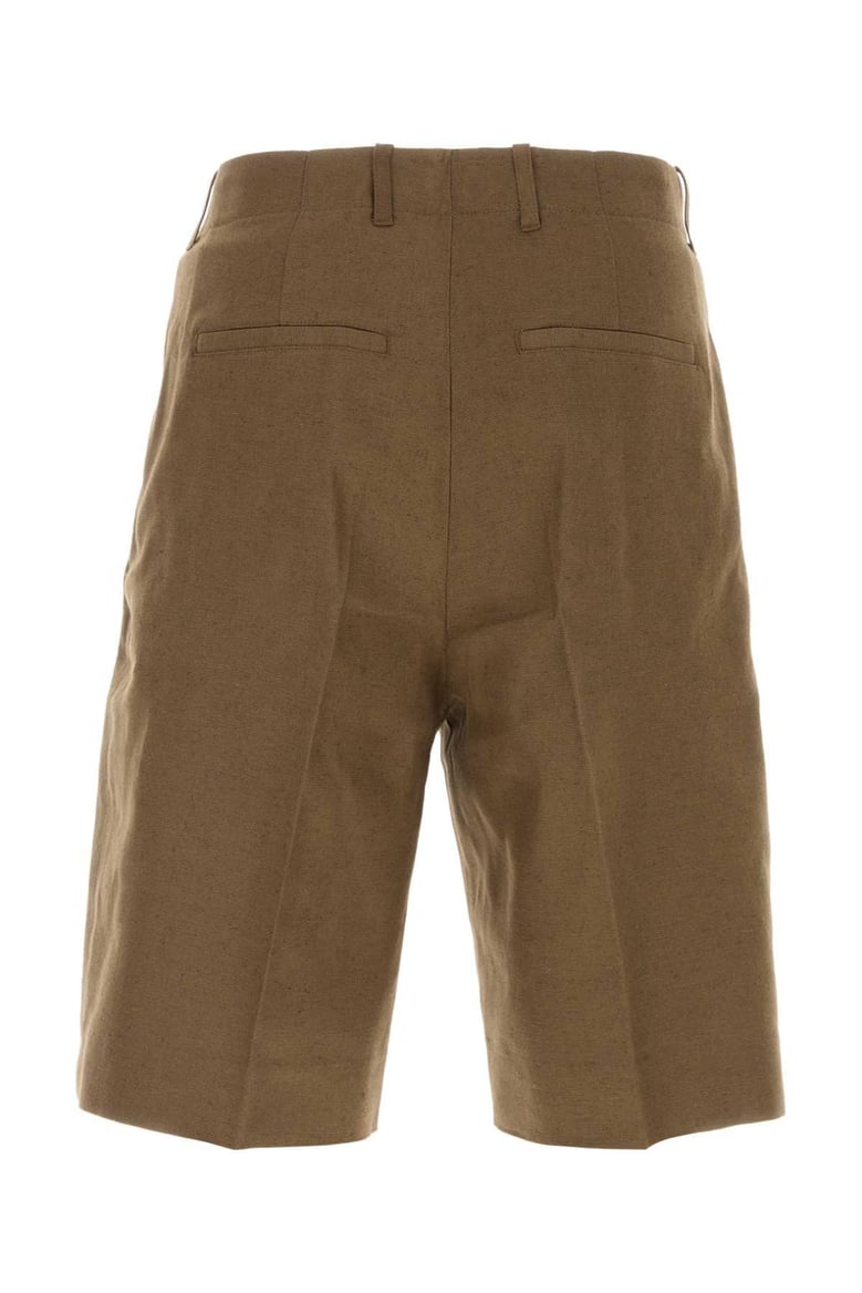 brown cotton blend bermuda shorts by Selfnex