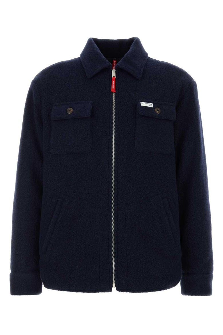 navy blue wool blend jacket by Selfnex