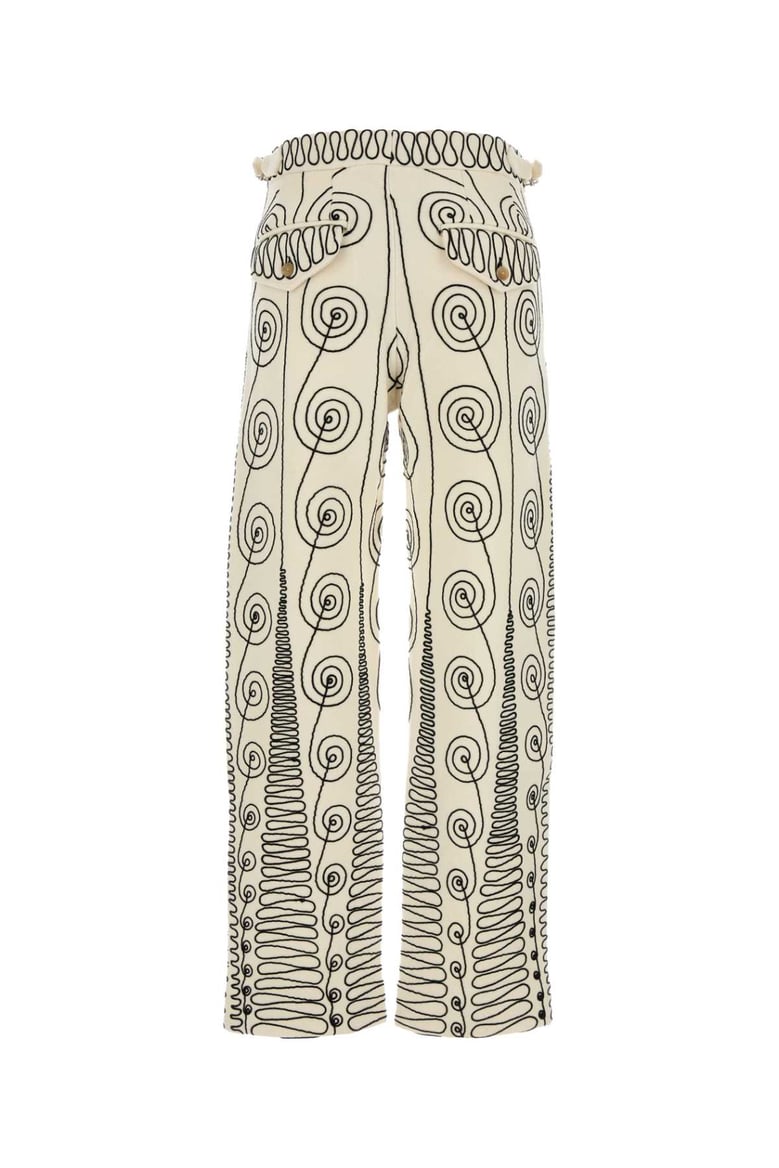 embroidered wool quillwork pant by Selfnex