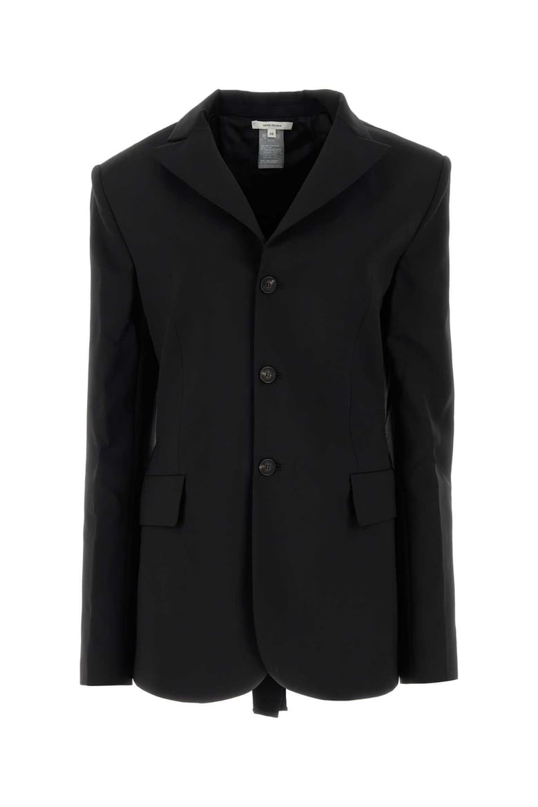 black stretch wool blazer by Selfnex