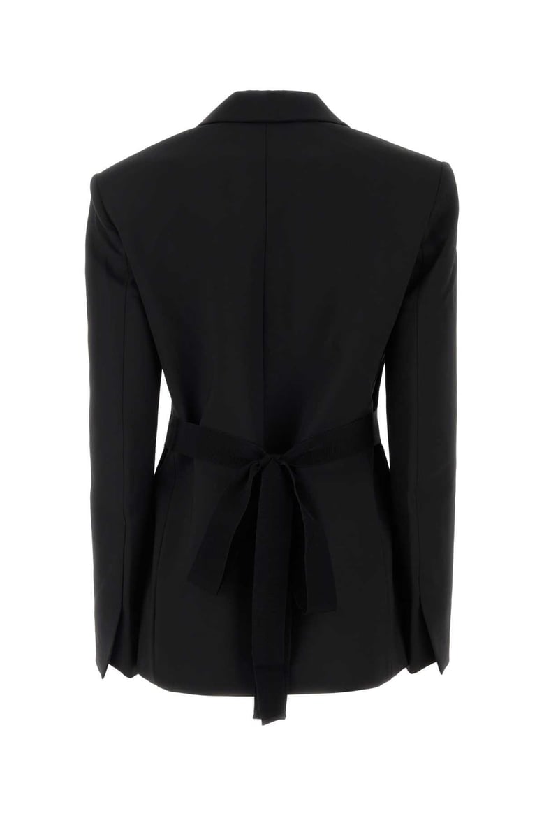 black stretch wool blazer by Selfnex