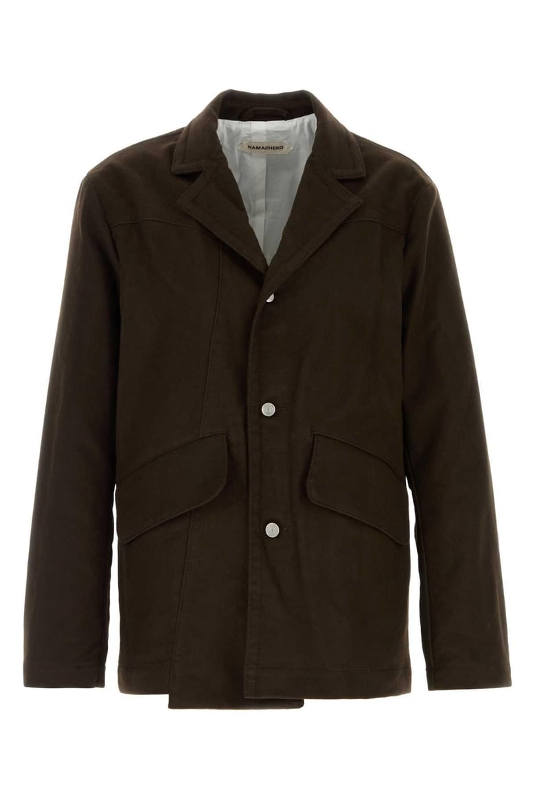 brown cotton moleskin blazer by Selfnex