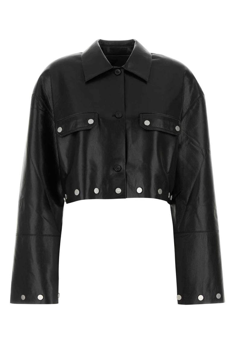 black synthetic leather kassie shirt by Selfnex