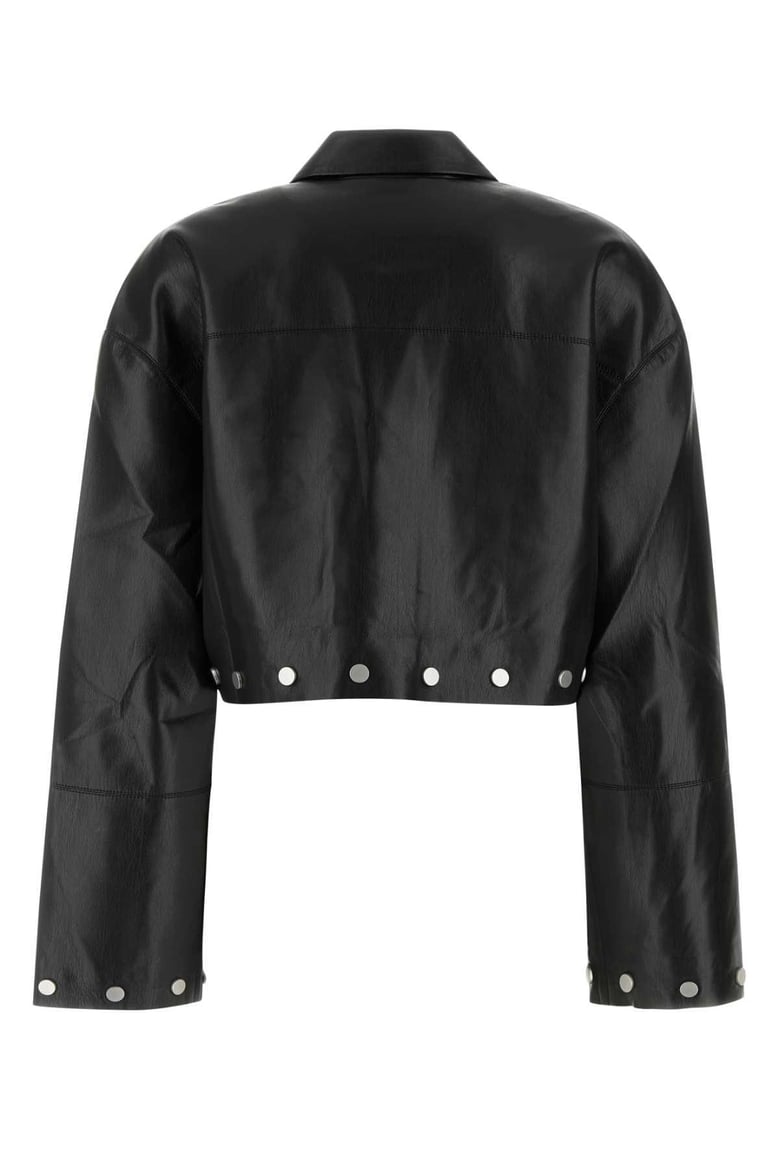black synthetic leather kassie shirt by Selfnex