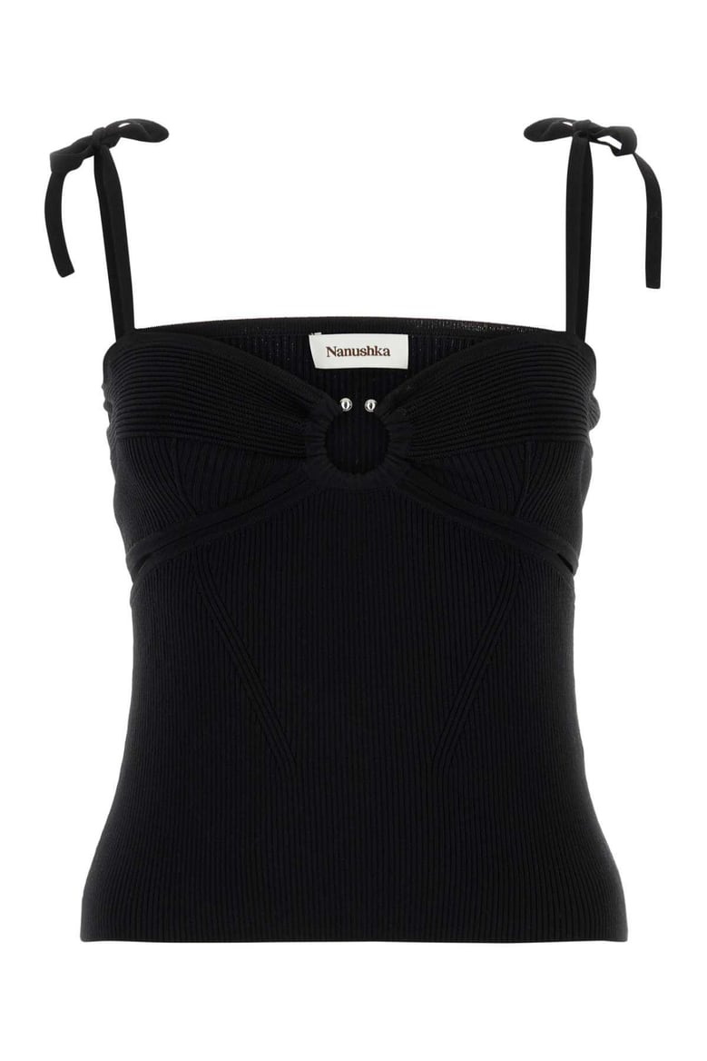 black stretch viscose blend savera top by Selfnex