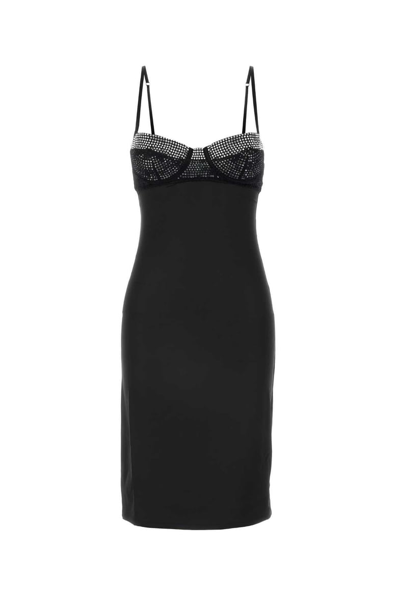 black stretch satin dress by Selfnex