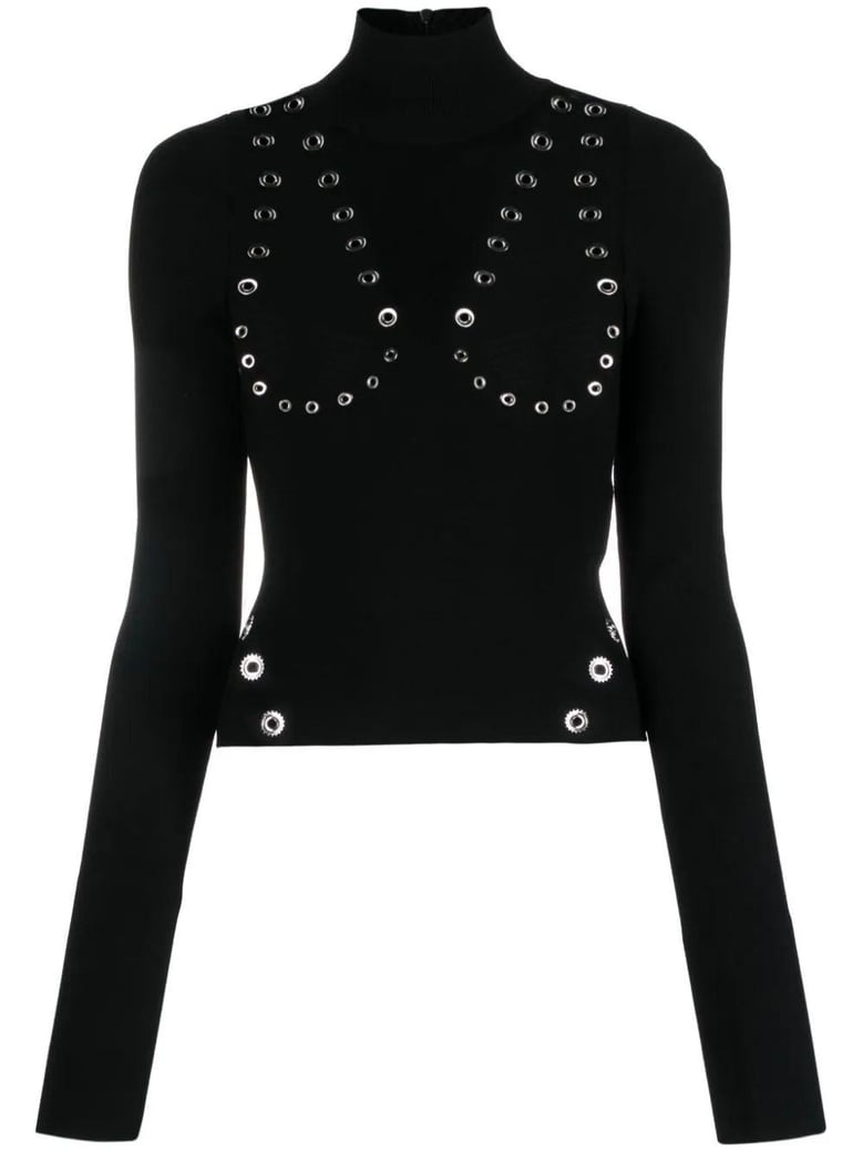 black viscose blend top by Selfnex