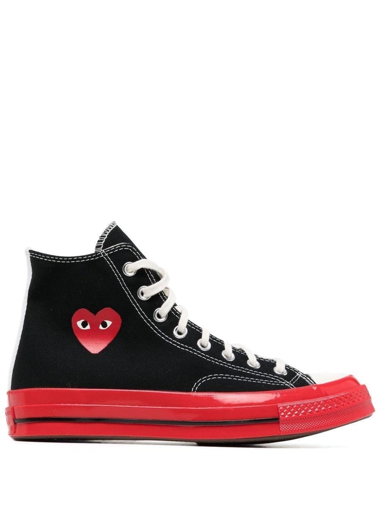 black canvas comme des garã§ons x converse sneakers by Selfnex