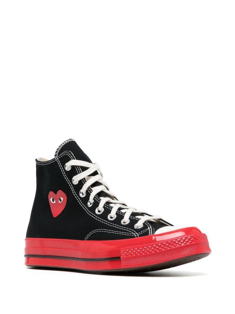 black canvas comme des garã§ons x converse sneakers by Selfnex