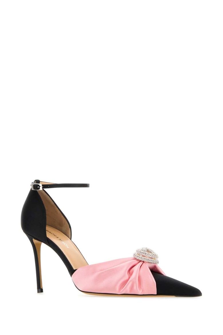 black satin pumps by Selfnex