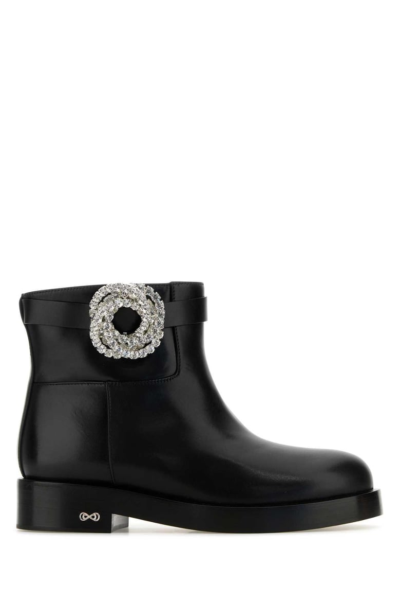 black leather galaxy ankle boots by Selfnex
