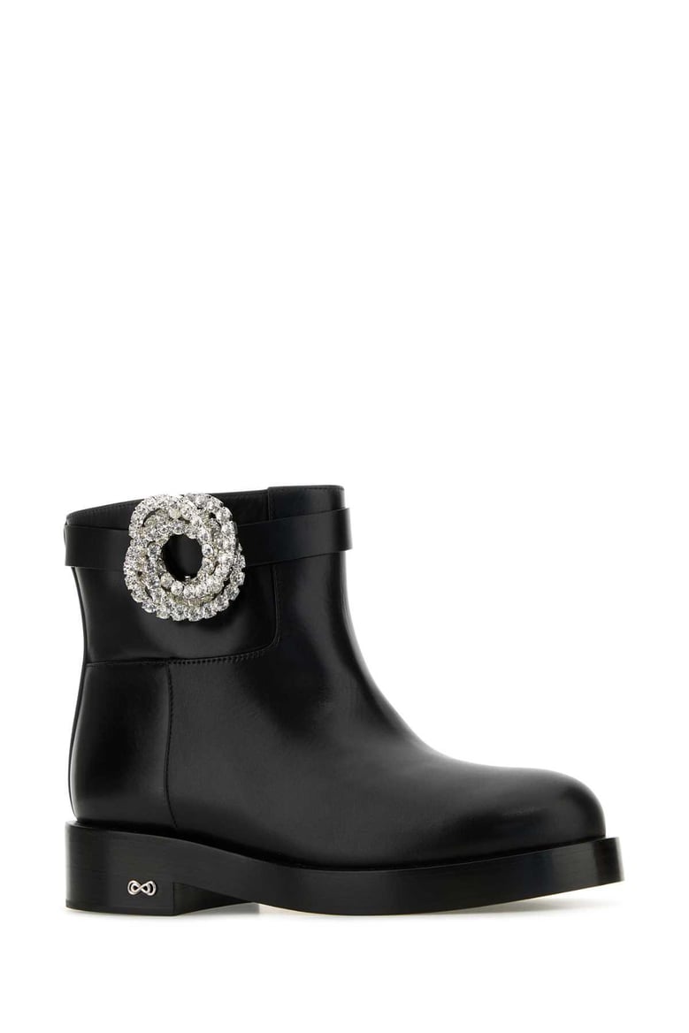 black leather galaxy ankle boots by Selfnex