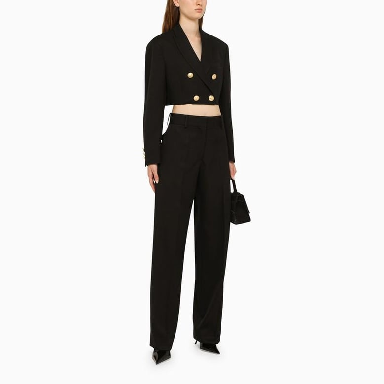 black polyester blend boyfriend blazer by Selfnex
